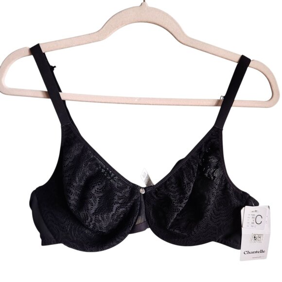 Chantelle Bra 38C Black Women's C Jolie Full Coverage Underwire Back Close NEW - Picture 1 of 11